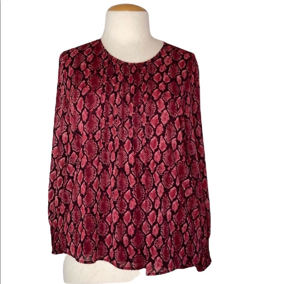 Michael Kors burgundy snakeskin print top - Picture 1 of 6